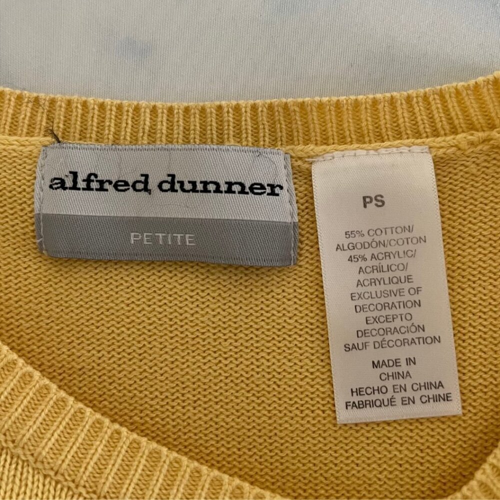 Alfred Dunner Bright Yellow Petite Floral Embroidered Short Sleeve Blouse - Picture 8 of 8